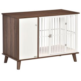 Furniture Style Dog Crate, w/ Wooden Top, Door, for Small Dogs, Brown
