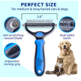 Blue pat your pet hair removal dog brush for hair removal - indoor cats use cat brush